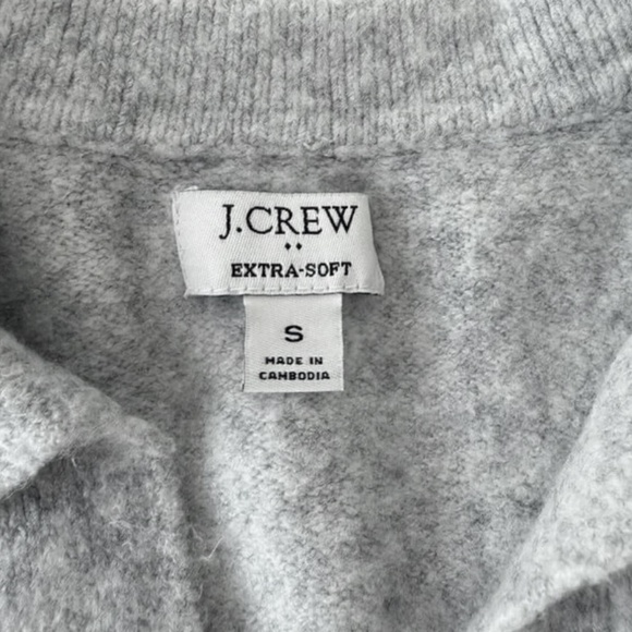 J.Crew Sweater Polo Extra Soft Wool Blend Grey - Picture 3 of 3